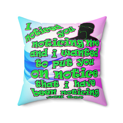 noticed you noticing - Faux Suede Square Pillow - (light blue-pink wave)