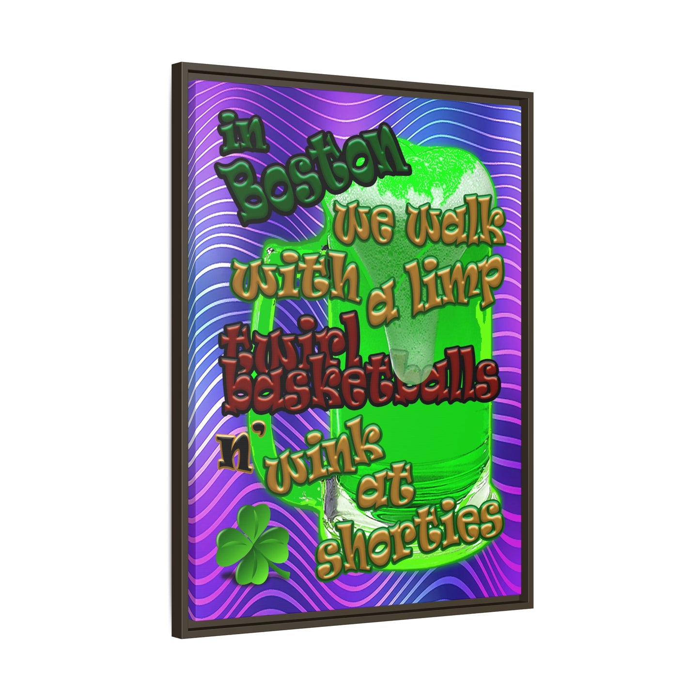 celtics logo - framed canvas art (purple wave)