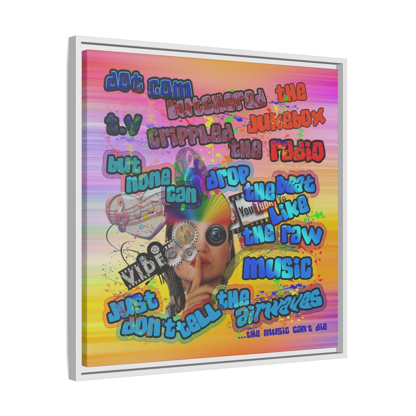 drop the beat - framed canvas art (color blur)