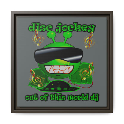 disc jockey - framed canvas art (dark grey)