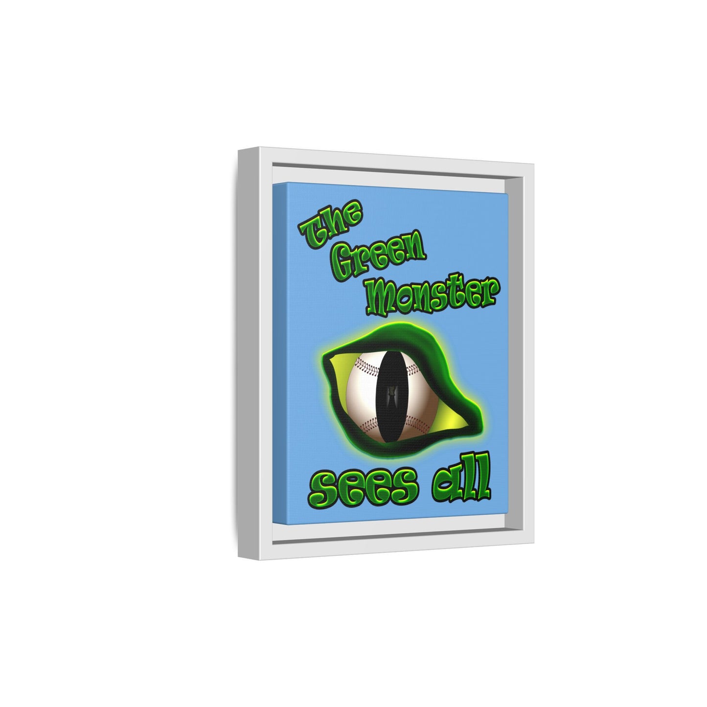 green monster - framed canvas art (light blue)