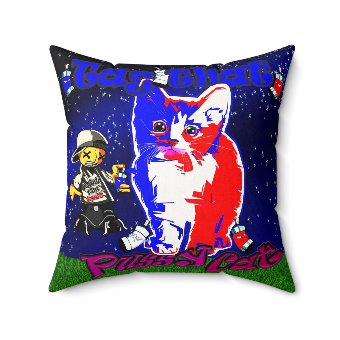 tag that - Faux Suede Square Pillow - ('snoops' background)