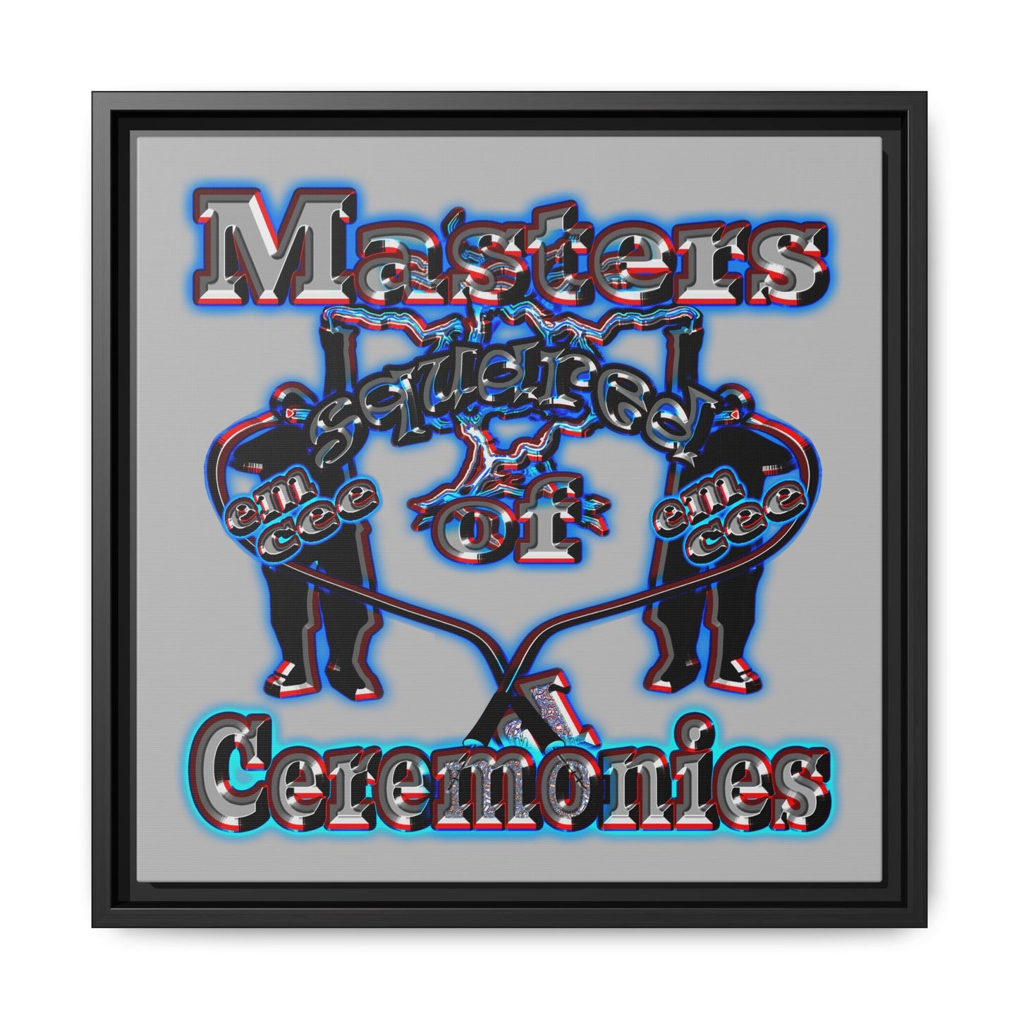 em cee squared - framed canvas art (light grey)