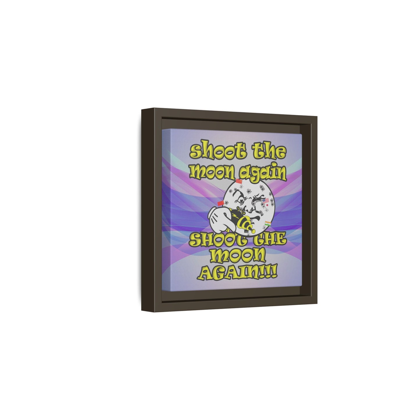 shoot the moon again - framed canvas art (light blue-pink wave)