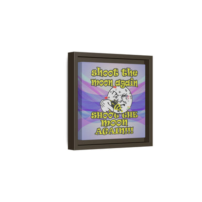 shoot the moon again - framed canvas art (light blue-pink wave)