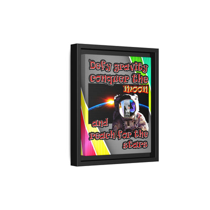 defy conquer reach - framed canvas art (rainbow split)