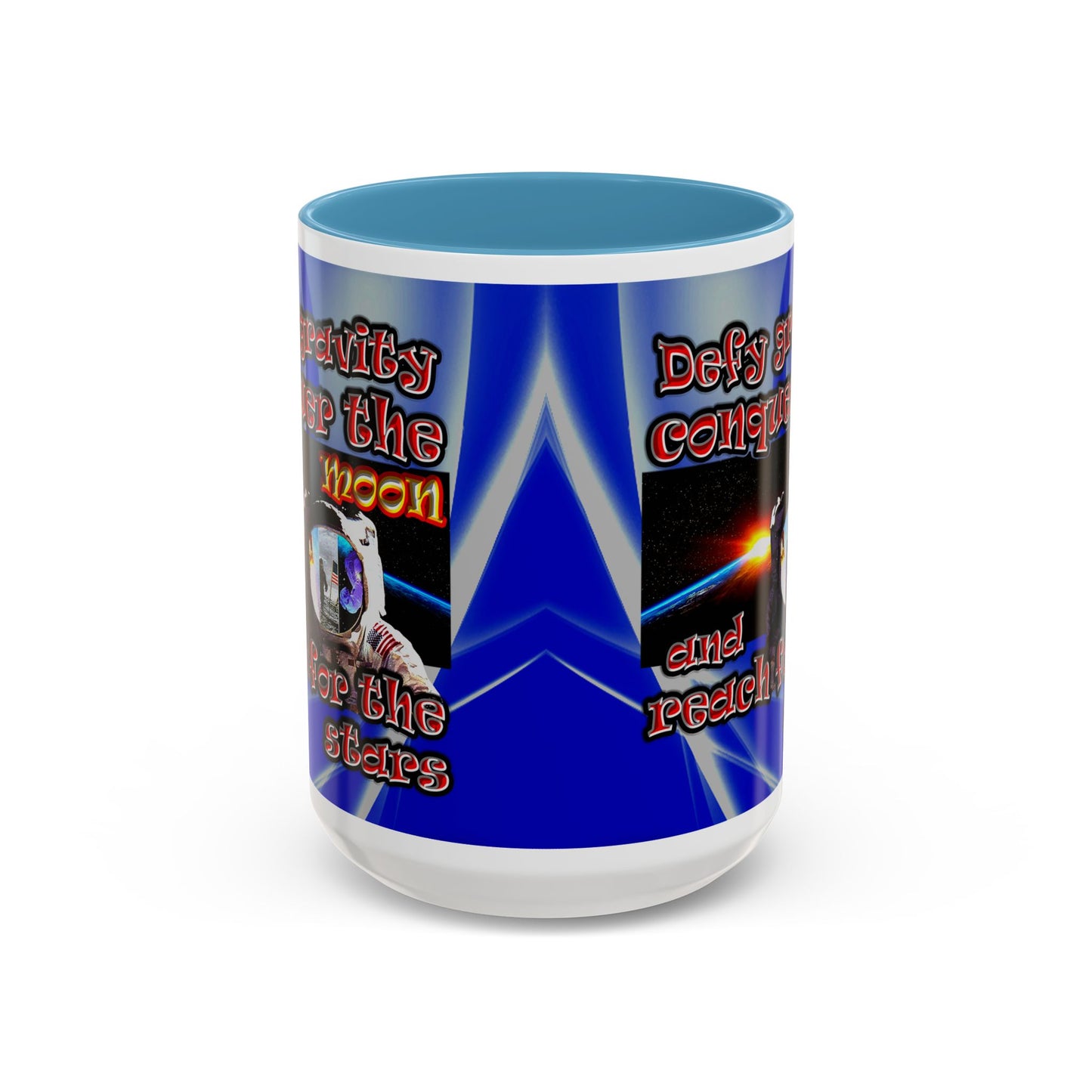 defy conquer reach - Accent Mug (blue-white wave)
