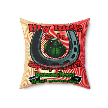 my luck - Faux Suede Square Pillow - (yellow-orange wave)