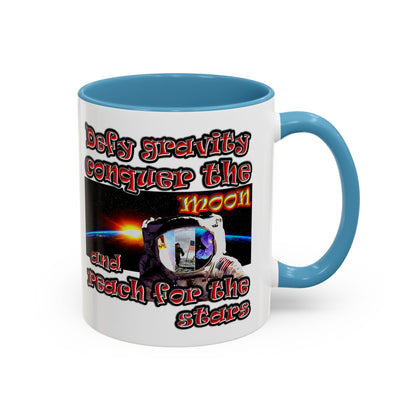 defy conquer reach - Accent Mug (white)