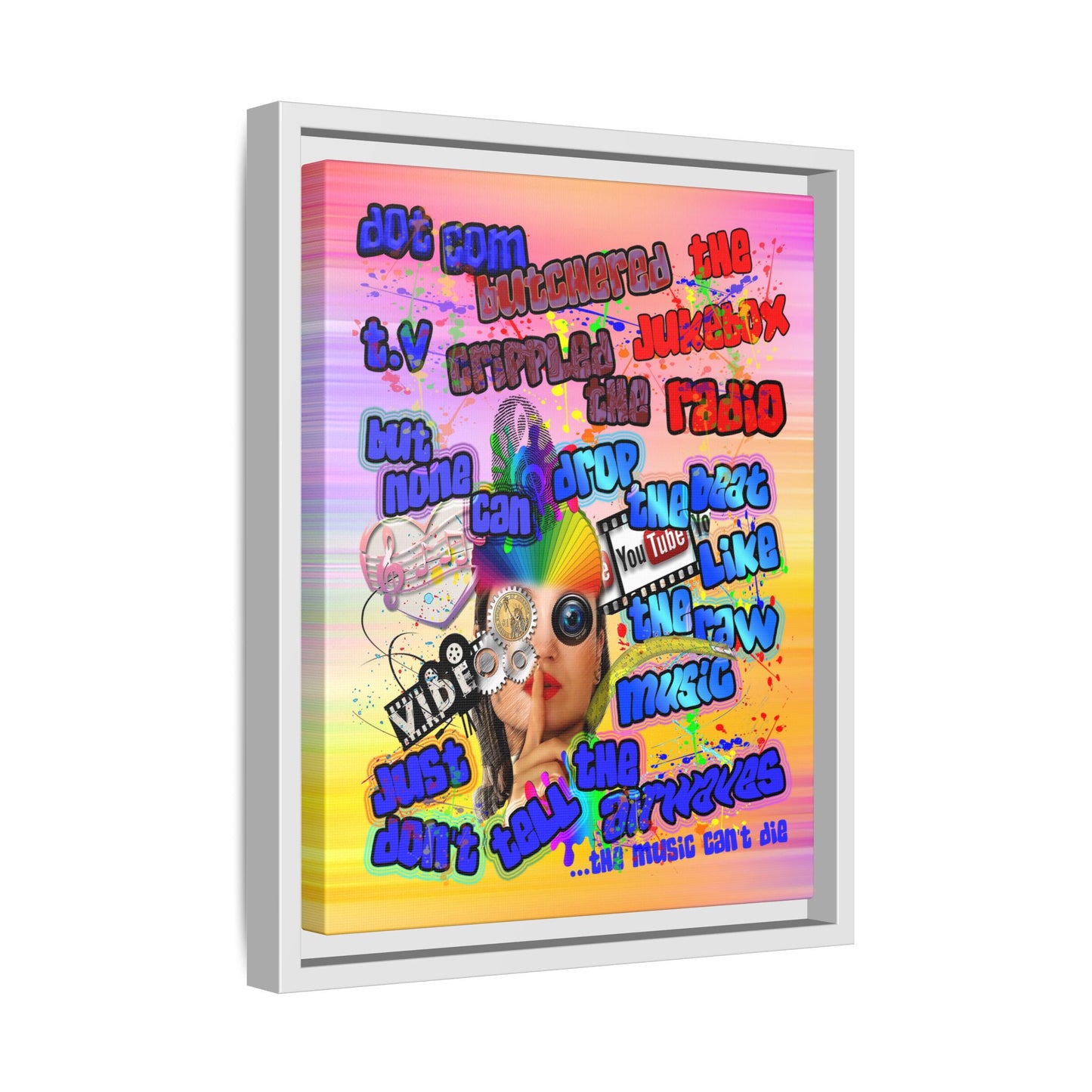 drop the beat - framed canvas art (color blur)