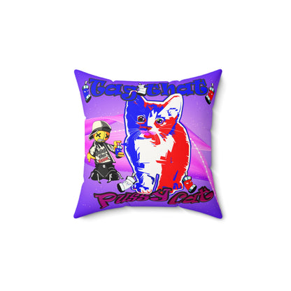 tag that - Faux Suede Square Pillow - (purple-pink wave)