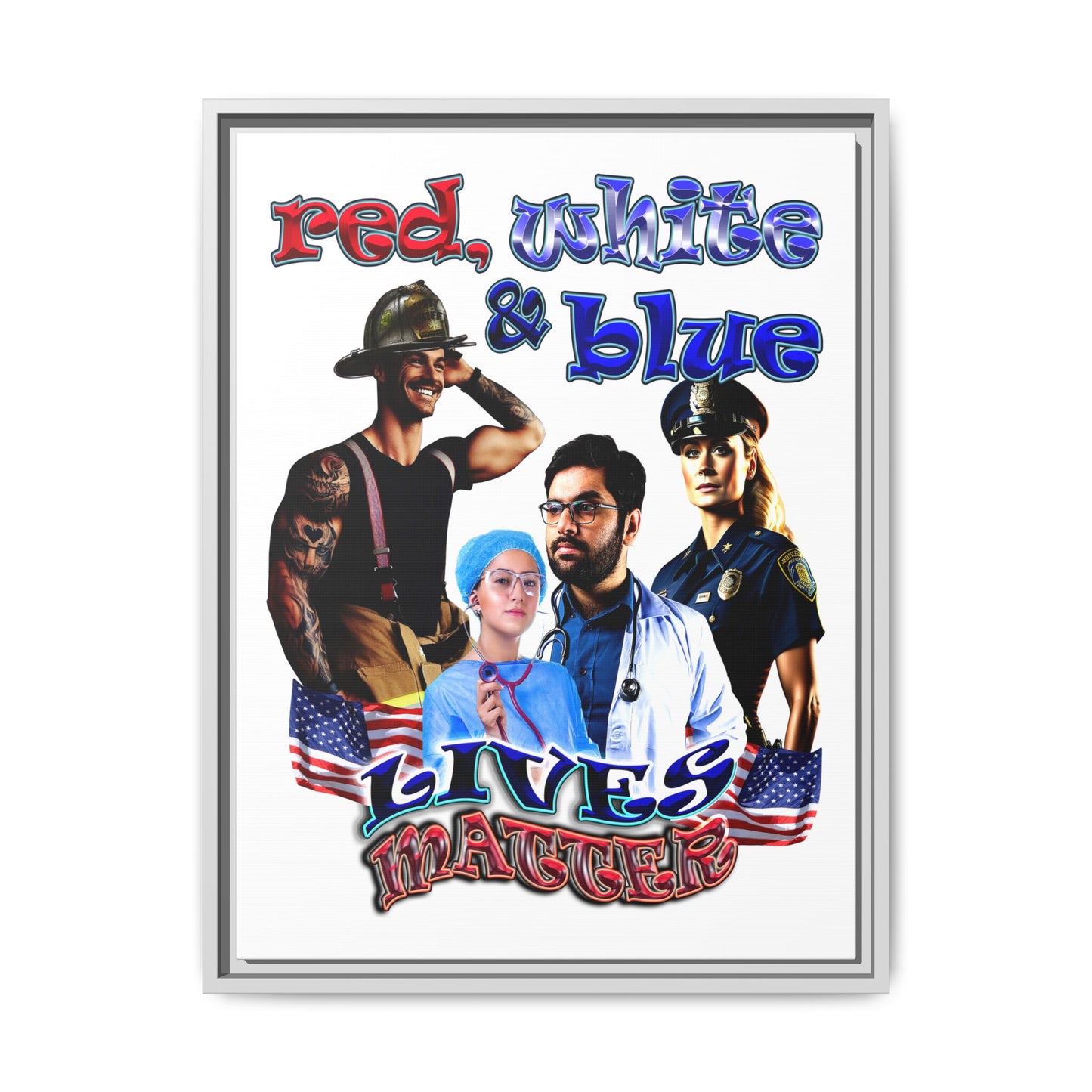 rw&b lives matter - framed canvas art (white)