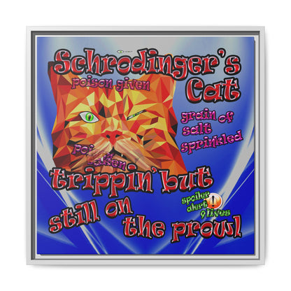 schrodinger's cat - framed canvas art (blue-white wave)