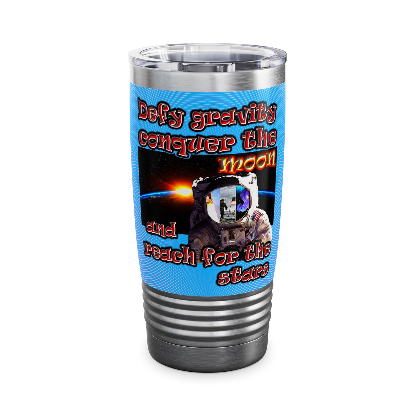 defy conquer reach - Ringneck Tumbler, 20oz (light blue-purple wave)