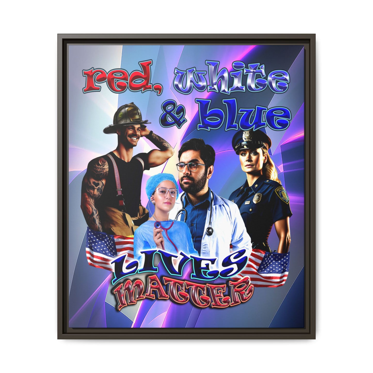 rw&b lives matter - framed canvas art (grey-pink wave)
