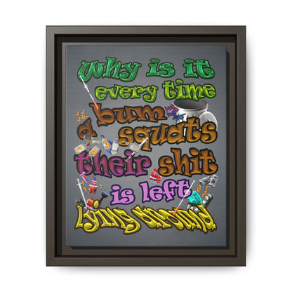 the bum's shit - framed canvas art (grey-light grey)