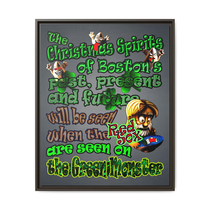 christmas spirits of boston - framed canvas art (grey-light grey)