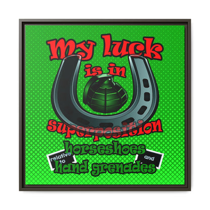 my luck - framed canvas art (logo green)
