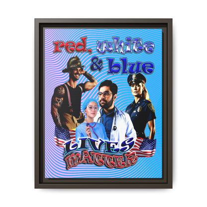 rw&b lives matter - framed canvas art (light blue-purple wave)