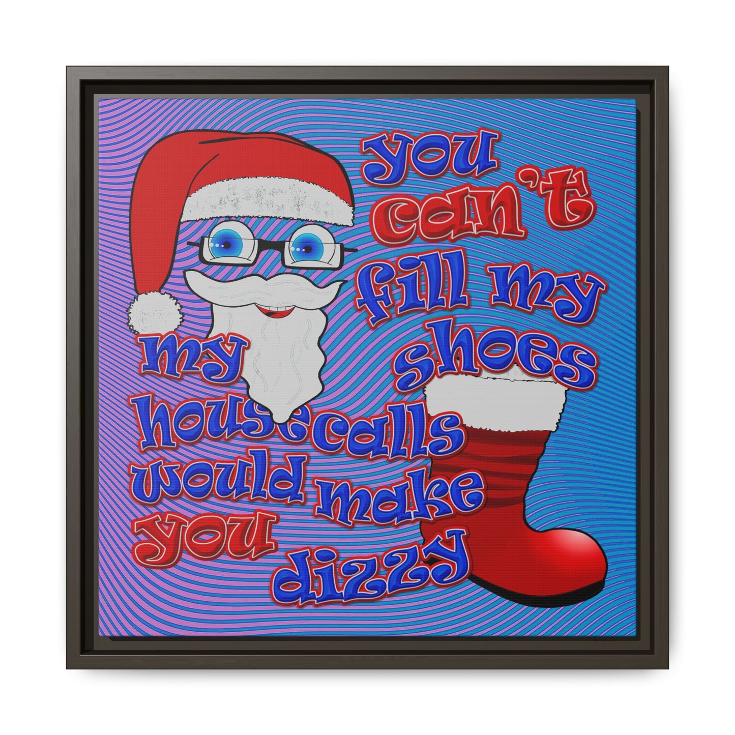 santa's shoes - framed canvas art (light blue-purple wave)
