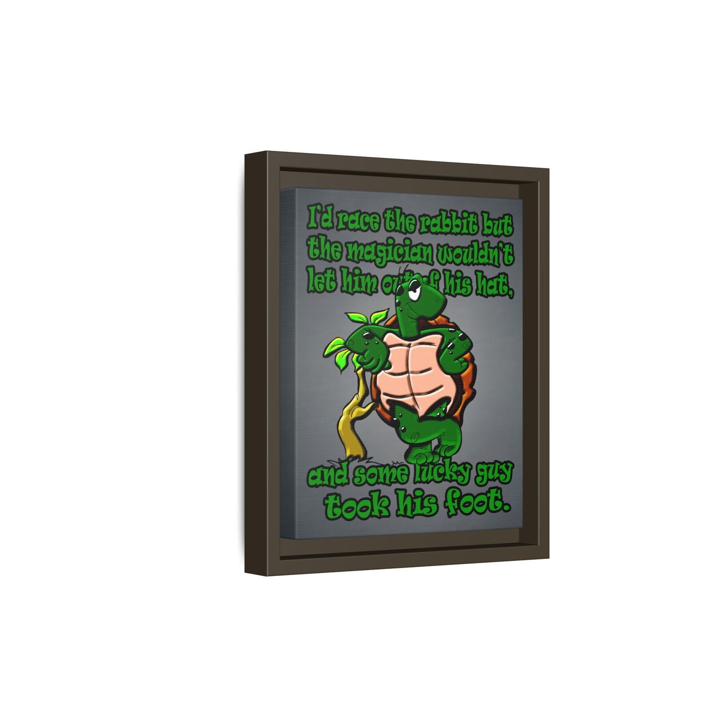 turtle race - framed canvas art (grey-light grey)