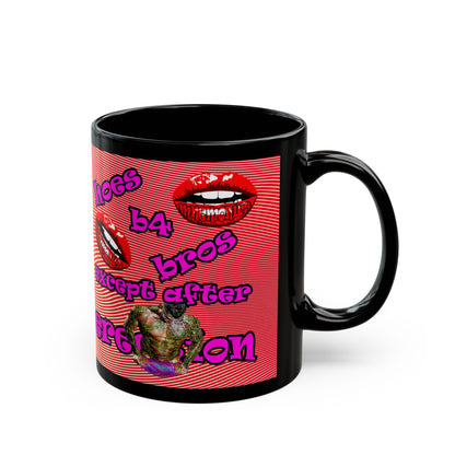 hoes b4 bros - Black Mug (yellow-orange wave)