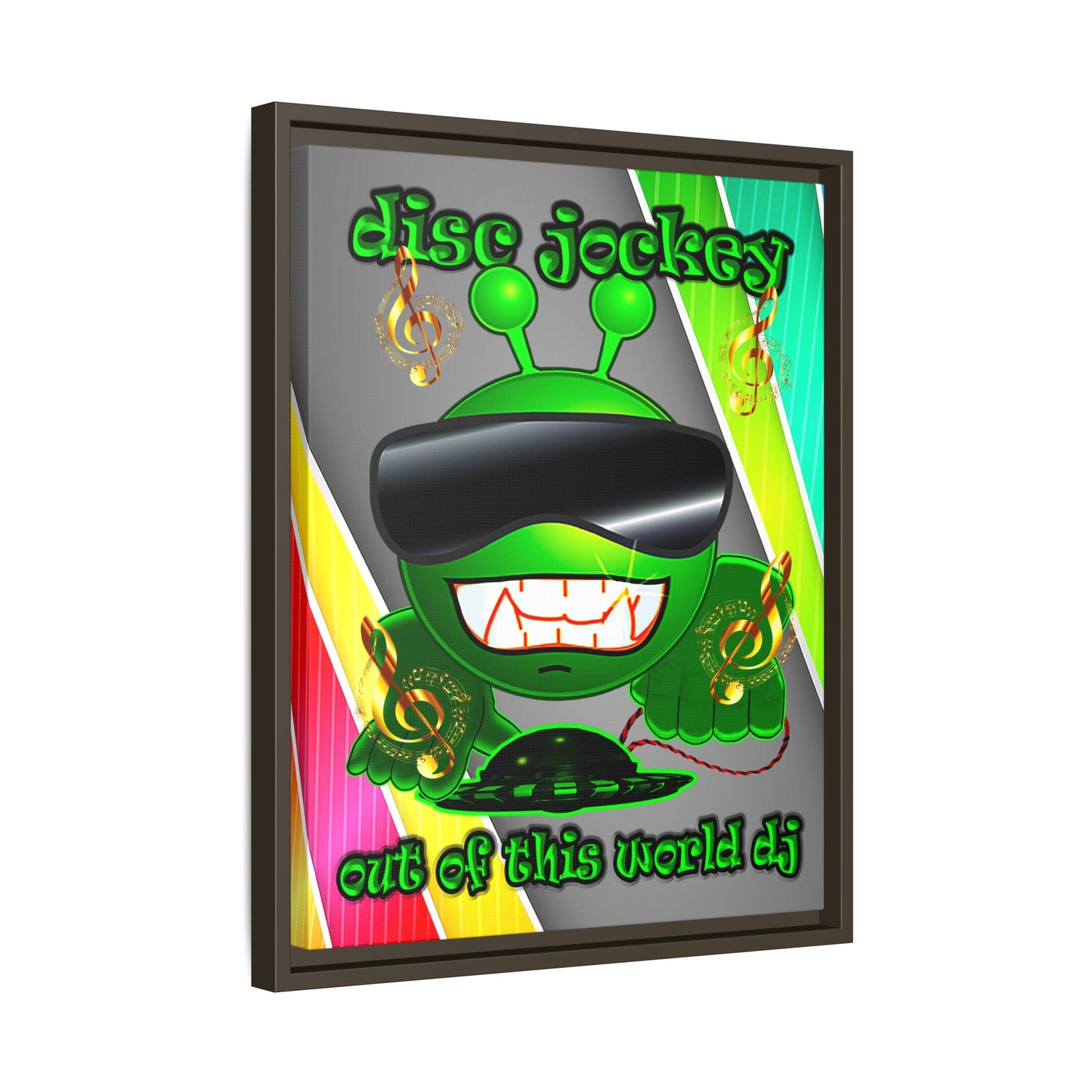 disc jockey - framed canvas art (rainbow split)