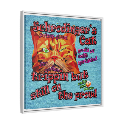schrodinger's cat - framed canvas art (faded blue)