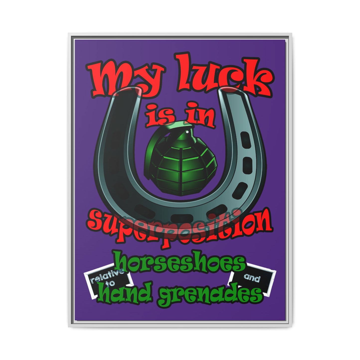 my luck - framed canvas art (purple)