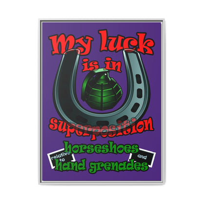 my luck - framed canvas art (purple)