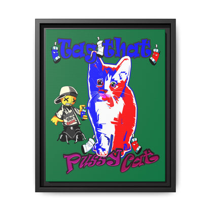 tag that - framed canvas art (dark green)