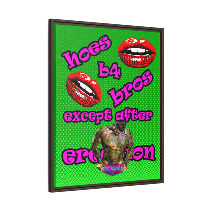 hoes b4 bros - framed canvas art (logo green)