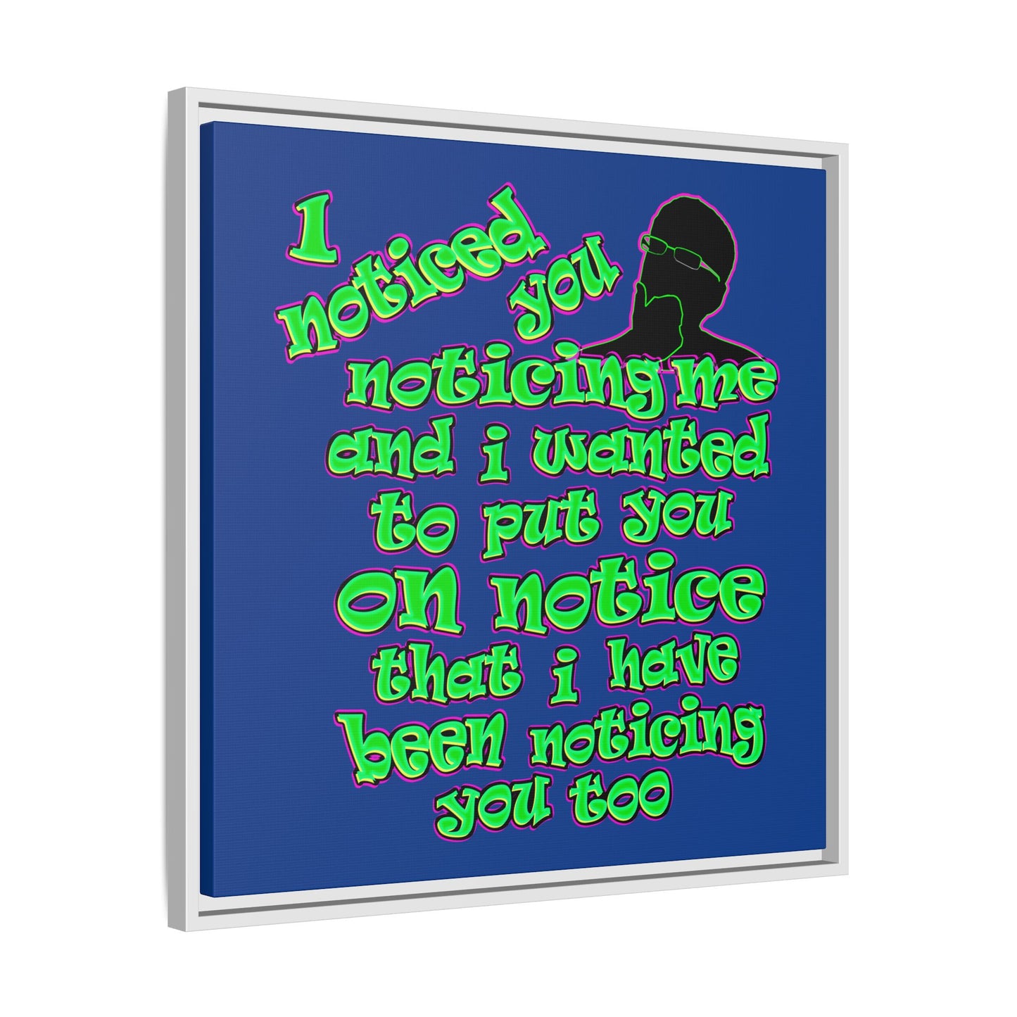 noticed you noticing - framed canvas art (dark blue)