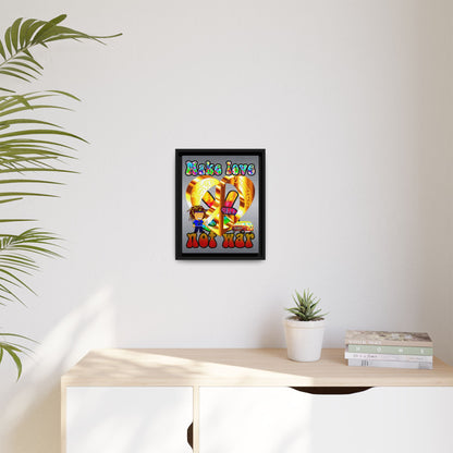 love peace - framed canvas art (brushed nickel)