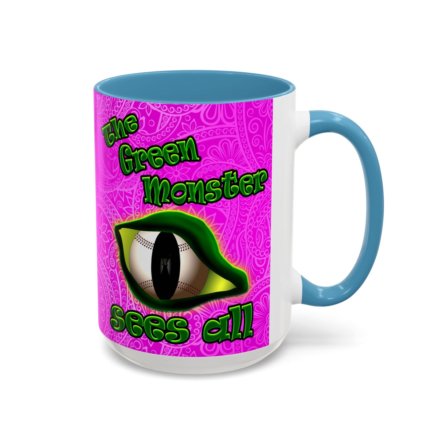 green monster - Accent Mug (pink swirl)