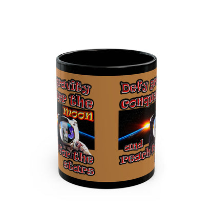 defy conquer reach - Black Mug (light brown)