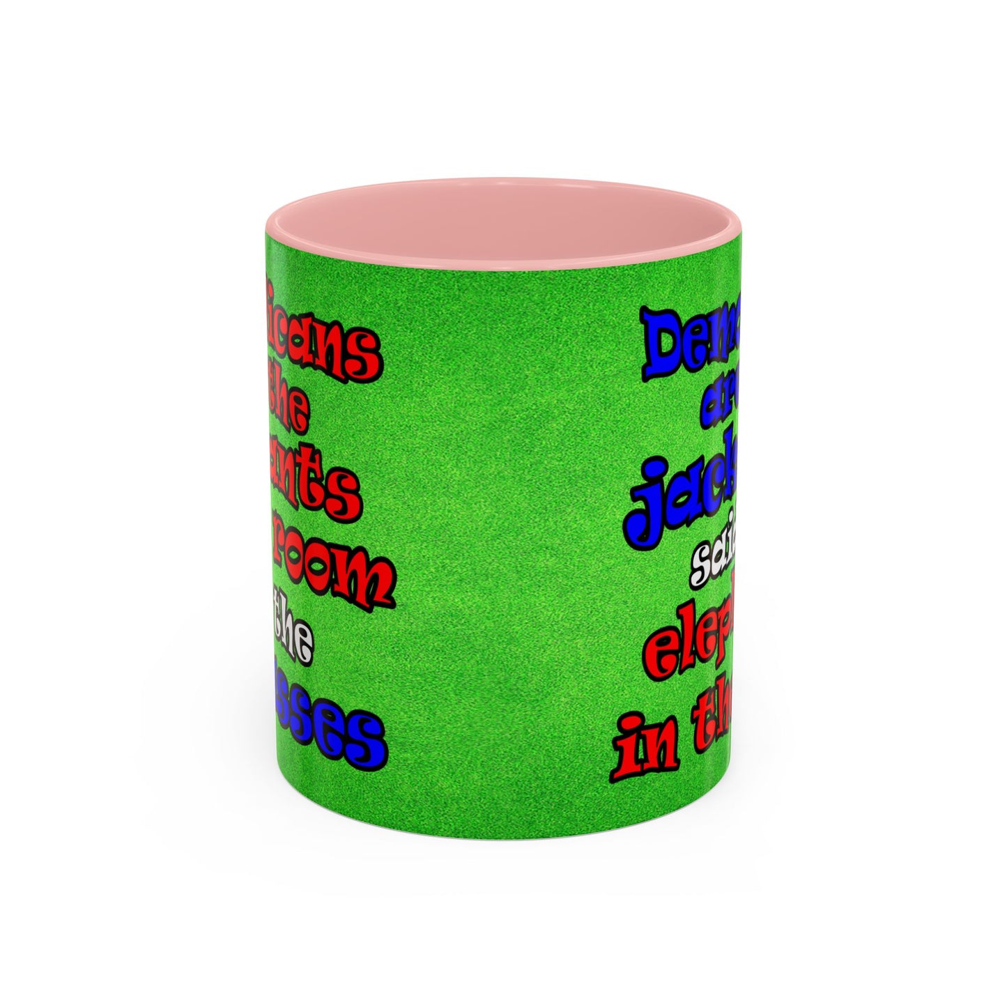 donkeys and elephants - Accent Mug (green turf)