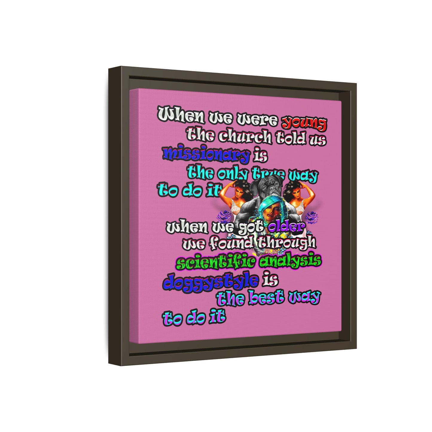doggystyle - framed canvas art (light pink)