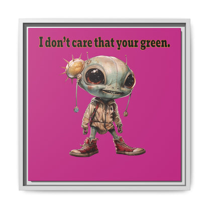 I don't care that your green - framed canvas art (pink)