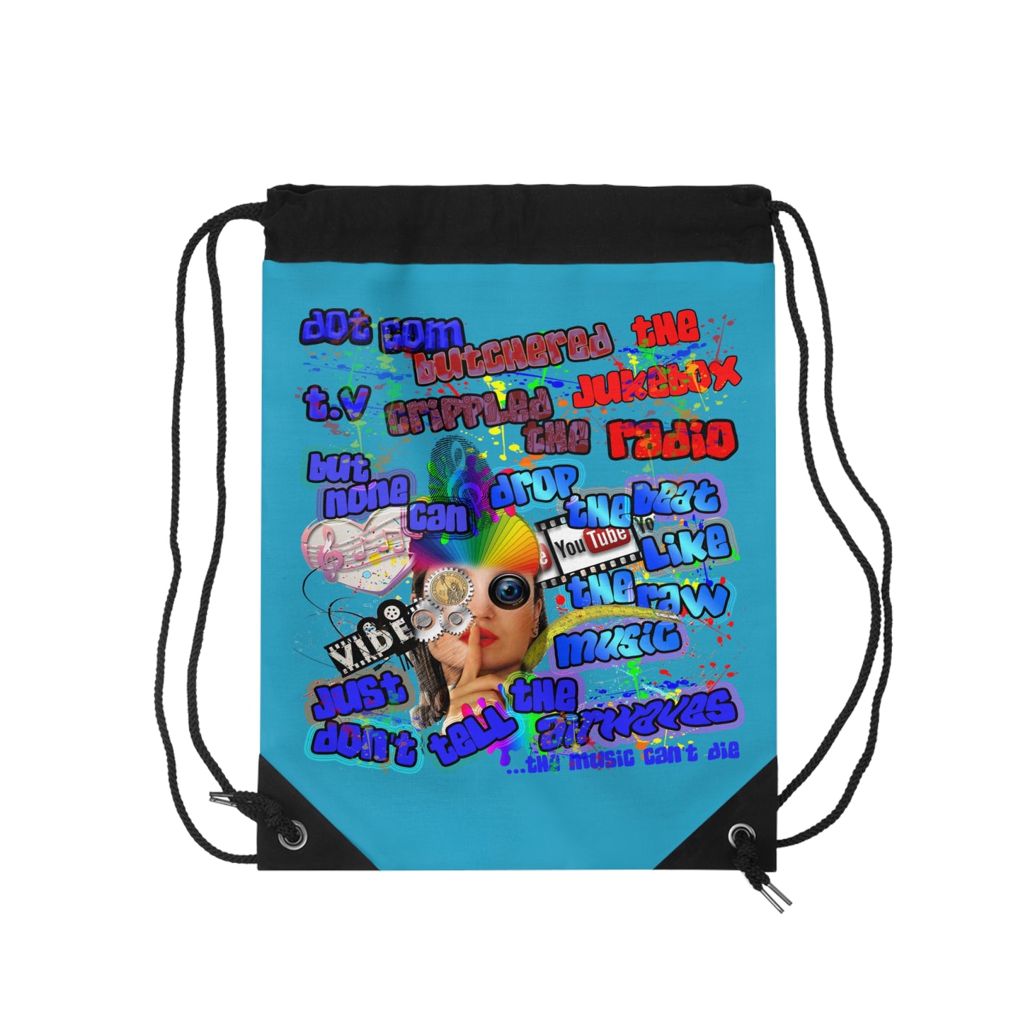 drop the beat - Drawstring Bag (turquoise)