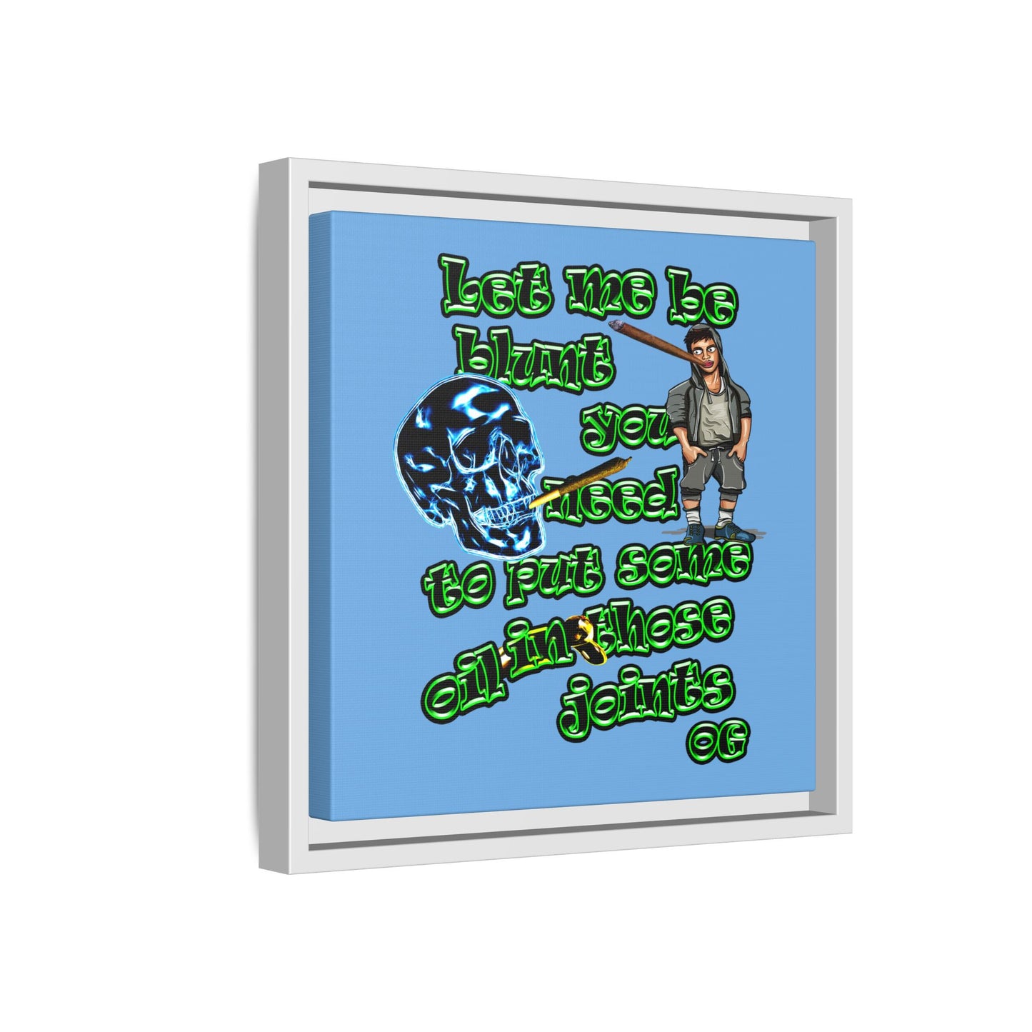 og - framed canvas art (light blue)