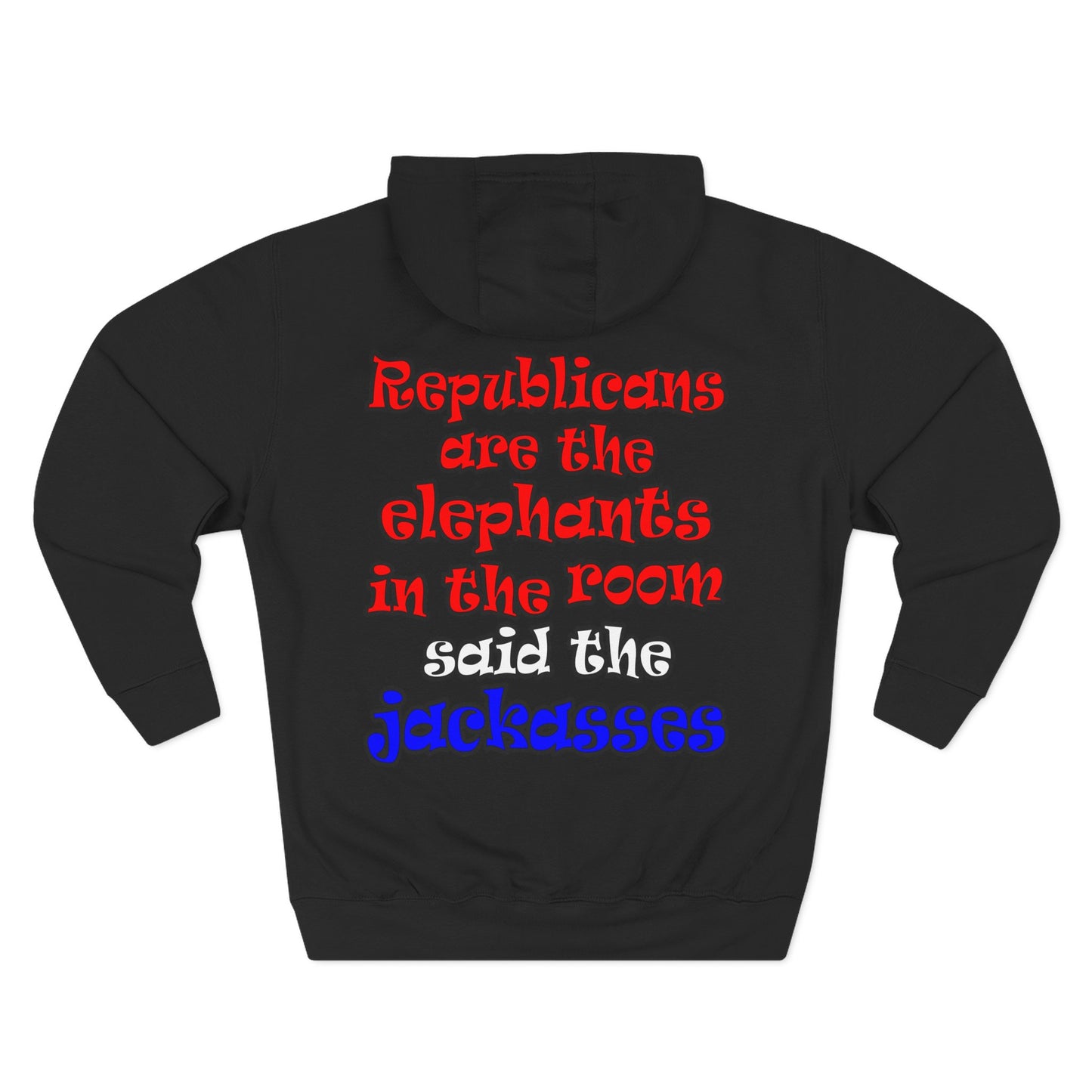 donkeys and elephants - Three-Panel Fleece Hoodie