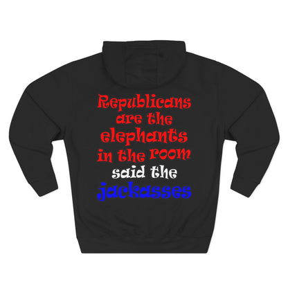 donkeys and elephants - Three-Panel Fleece Hoodie