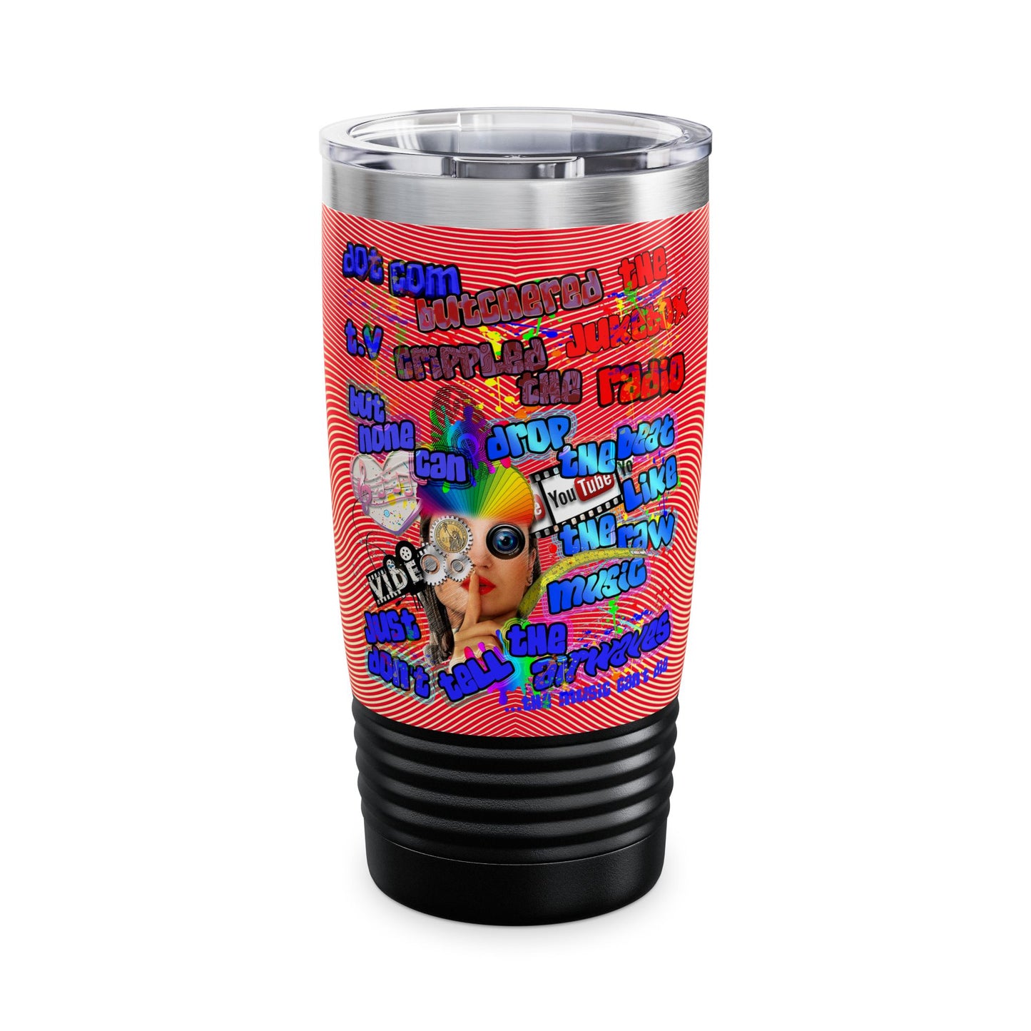 drop the beat - Ringneck Tumbler, 20oz  (yellow-orange wave)