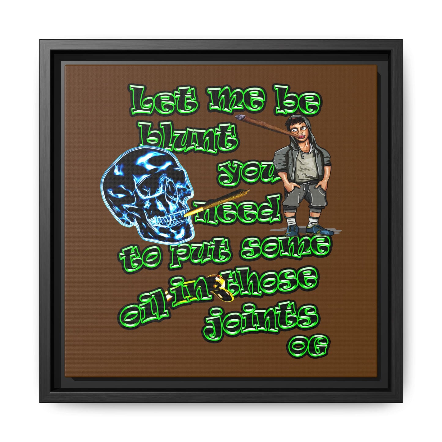 og - framed canvas art (brown)