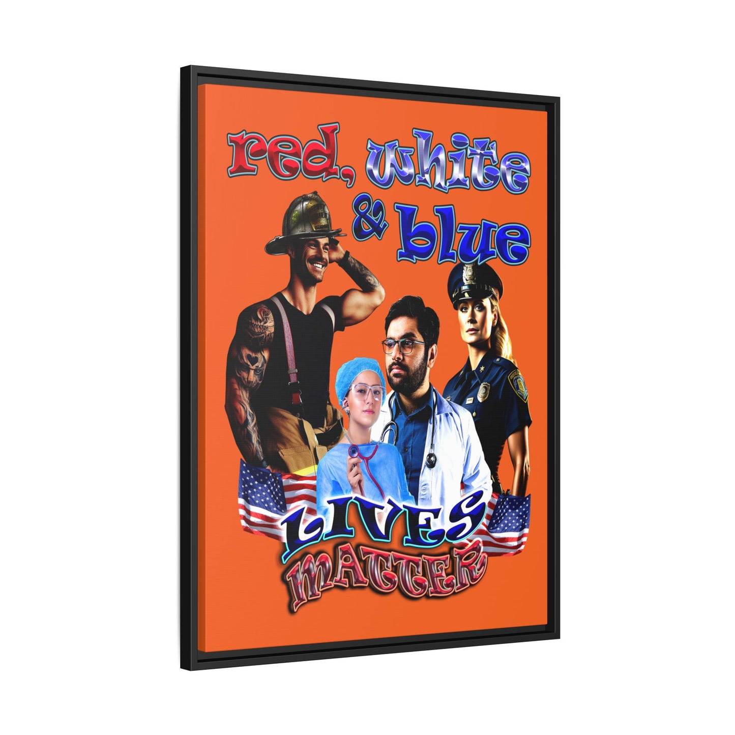 rw&b lives matter - framed canvas art (orange)