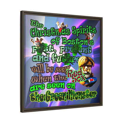 christmas spirits of boston - framed canvas art (grey-pink wave)