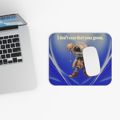 I don't care that your green - Mouse Pad (Rectangle) (blue-white wave)