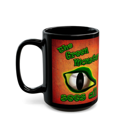 green monster - Black Mug (burnt orange)