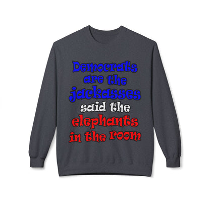 donkeys and elephants - Unisex Midweight Softstyle Fleece Crewneck Sweatshirt